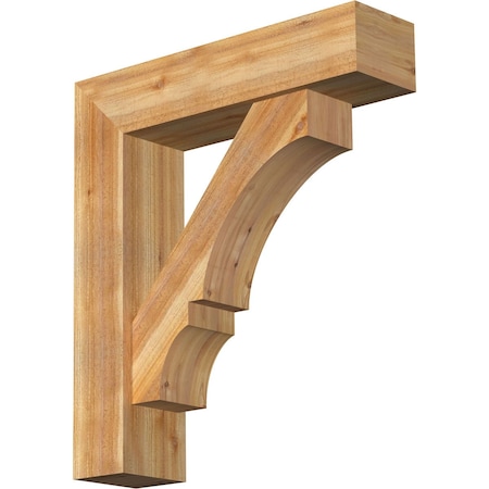 Balboa Block Rough Sawn Bracket w/ Offset Brace, Western Red Cedar, 8"W x 32"D x 36"H